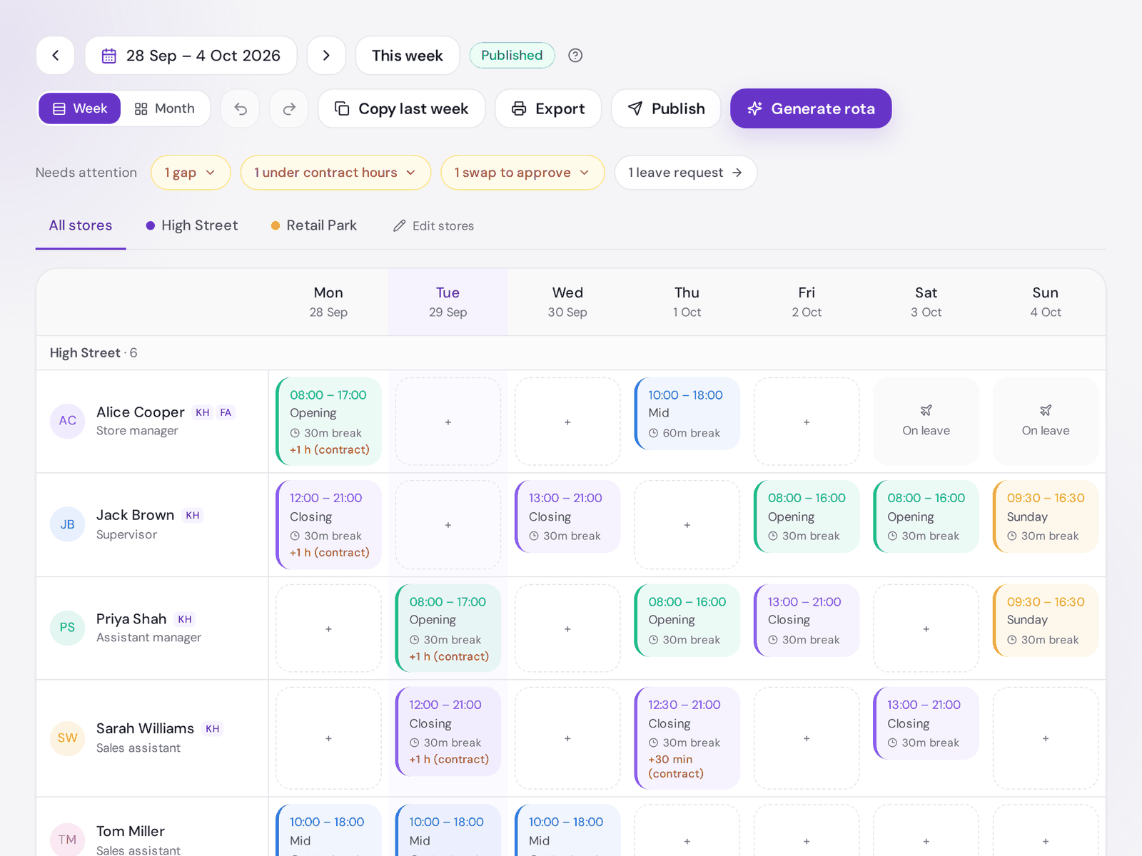 PerfectRota: Build the week in one click